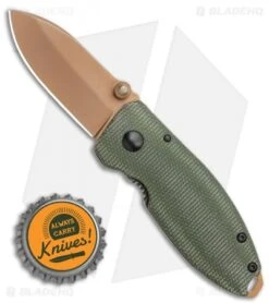 CRKT Burnley Desert Warrior Squid Knife Green Micarta (2.25" Copper D2) -Crkt CRKT Burnley Desert Warrior Squid Knife Green Micarta 2.25 Copper D2 BHQ 116188 LS Bottlecap