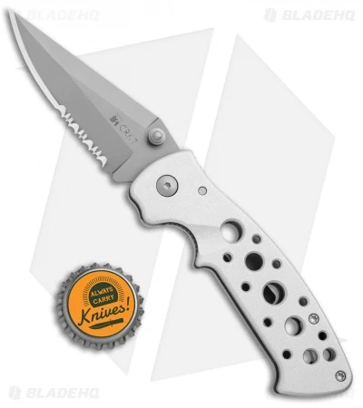 CRKT Crawford Kasper Professional Liner Lock Knife Silver (3.75" Gray Serr) 7728 6 CRKT Crawford Kasper Professional Liner Lock Knife Silver (3.75" Gray Serr) 7728 - Image 4
