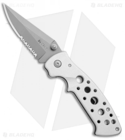 CRKT Crawford Kasper Professional Liner Lock Knife Silver (3.75" Gray Serr) 7728 3 CRKT Crawford Kasper Professional Liner Lock Knife Silver (3.75" Gray Serr) 7728