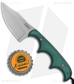 CRKT Folts Minimalist Bowie Fixed Blade Knife (2.15" Bead Blast) -Crkt CRKT Folts Minimalist Bowie Neck Knife Black Green Micarta BB 2387 BHQ 7033 jr bottlecap