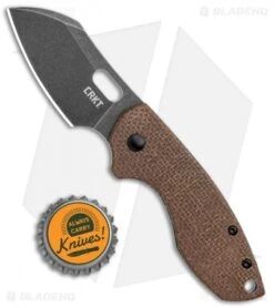 CRKT Pilar Frame Lock Knife Brown Linen Micarta BHQ Exclusive (2.4" Smokewash) -Crkt CRKT Pilar FL Linen Micarta Smokewash BHQ 113629 jr bottlecap