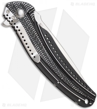 CRKT Ken Onion Ripple Frame Lock Knife Black (3.125" Satin Serr) K405KXS 4 CRKT Ken Onion Ripple Frame Lock Knife Black (3.125" Satin Serr) K405KXS - Image 2