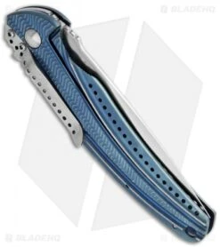 CRKT Ken Onion Ripple Frame Lock Knife Blue (3.125" Satin) K405BXP -Crkt crkt ken ontion ripple blue folding knife satin plain k405bxp side