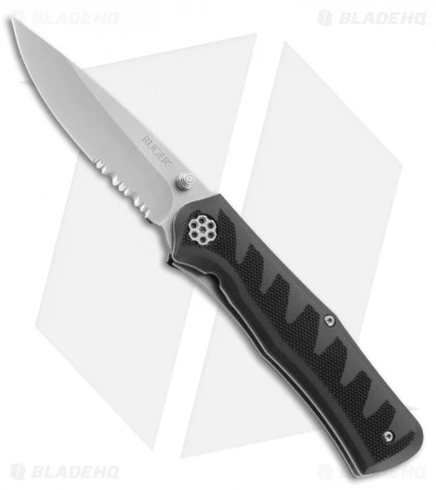 CRKT Ruger Knives Crack Shot: Compact A/O Knife (3.5" Stonewash Serr) R1206 3 CRKT Ruger Knives Crack Shot: Compact A/O Knife (3.5" Stonewash Serr) R1206